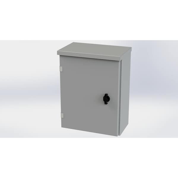 1/4 Turn Knob Latch Electrical Enclosures, 16 in H, 6 in D, 12 in W, NEMA 3R, Galvanized Steel